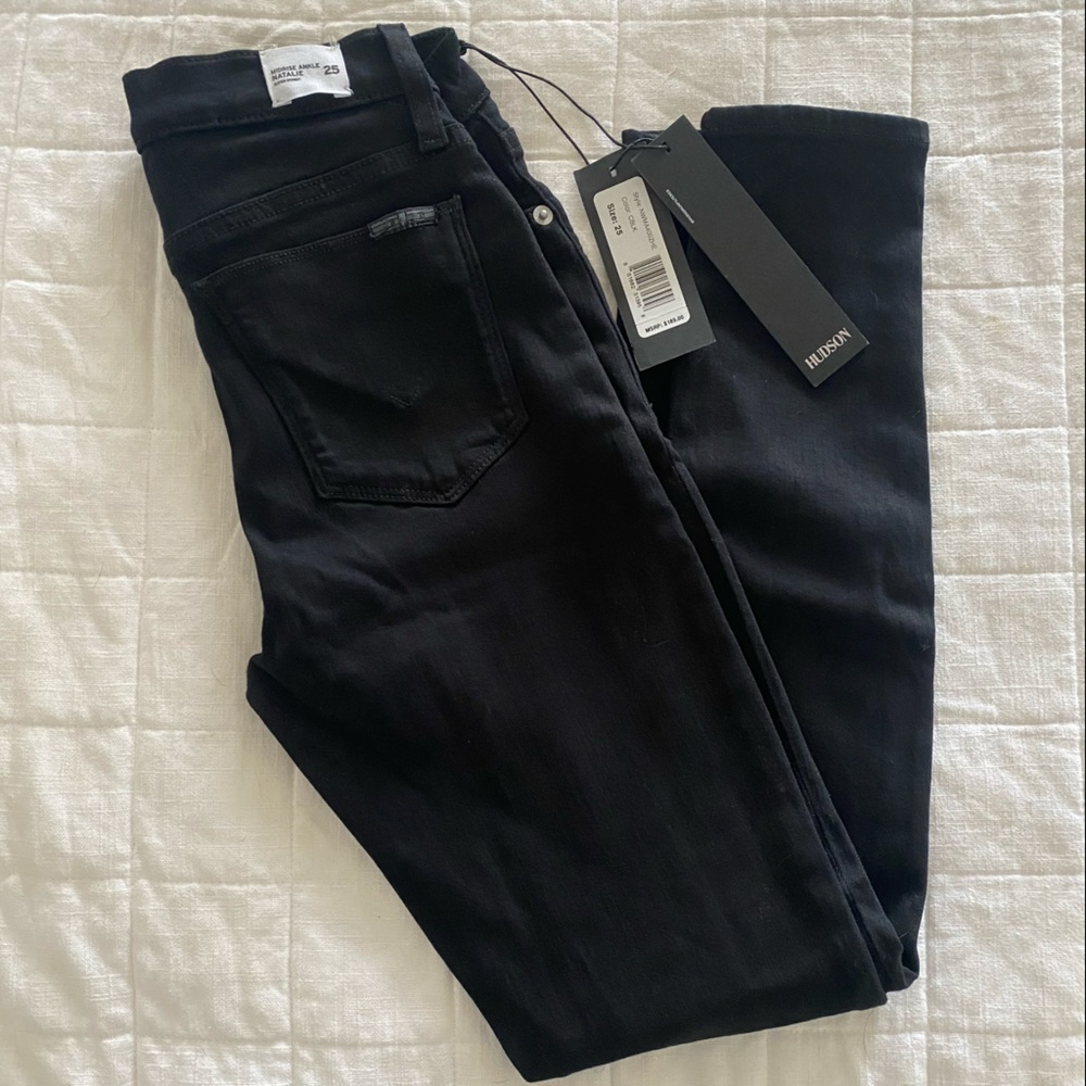 NWT Hudson Natalie Mid Rise Ankle Skinny Jeans Black Size 25